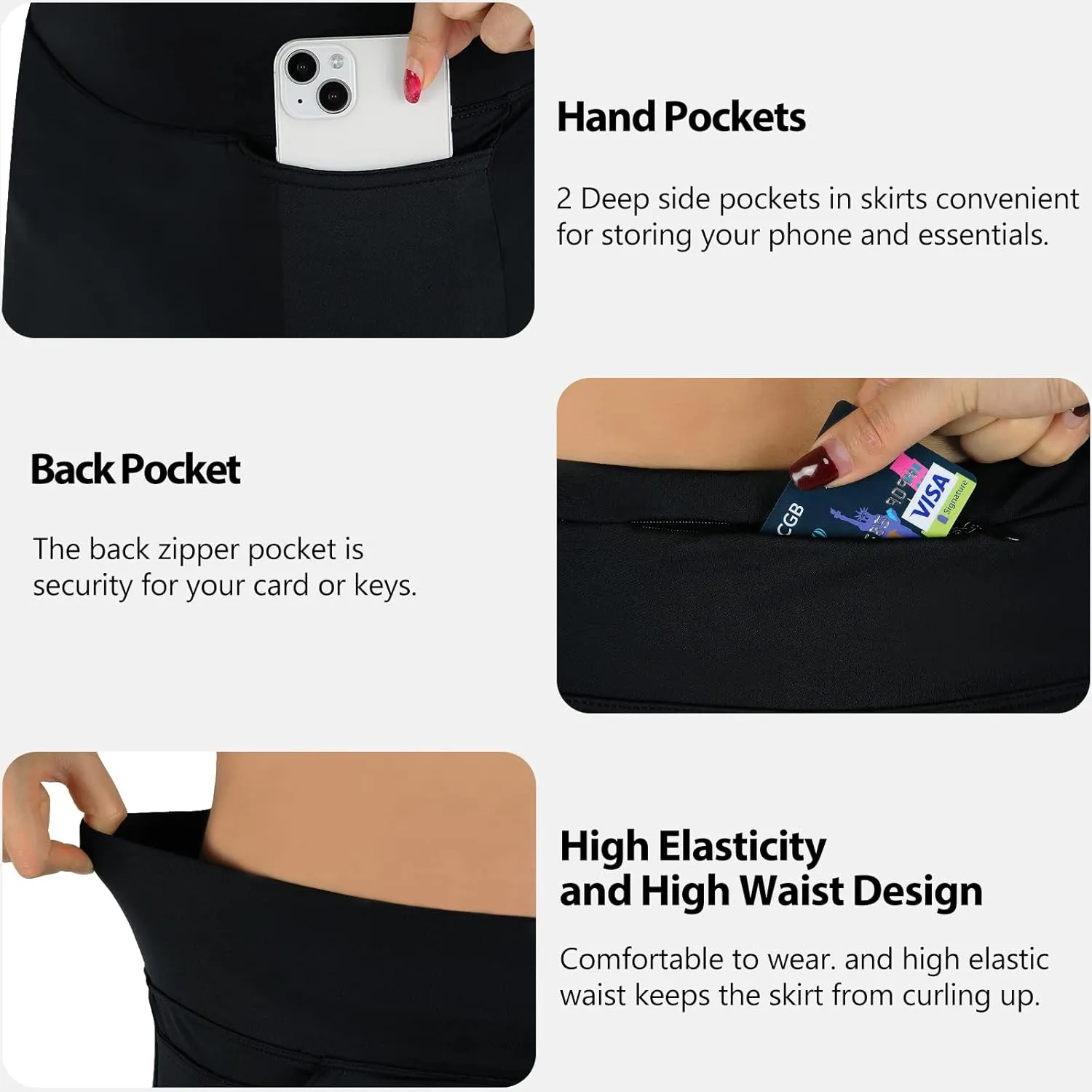 ANIVIVO Women's Skorts Knee Length, Modest Long Skort Athletic Sports Casual Skirt with High Waisted Pockets