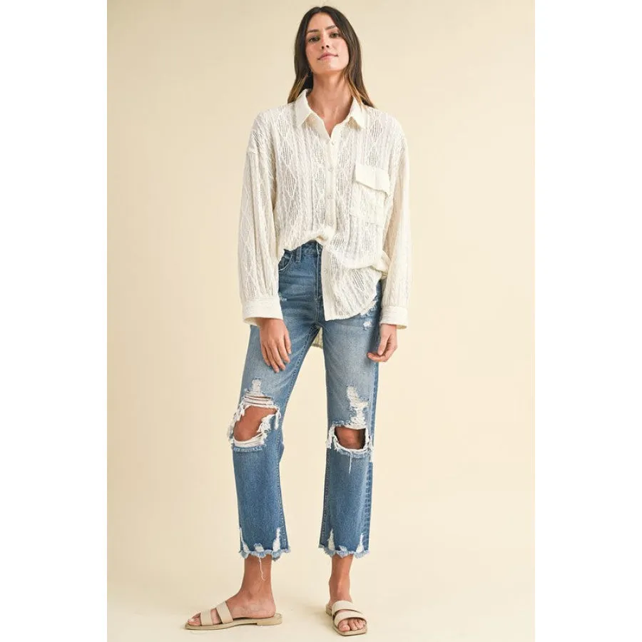 Annie Wear Distressed Raw Hem Cropped Jeans
