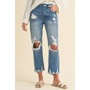 Annie Wear Distressed Raw Hem Cropped Jeans
