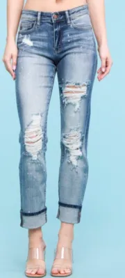 Bobbie - Judy Blue Destroyed Bleach Splatter Boyfriend Jean (1-24)