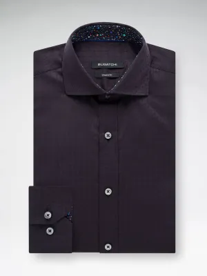 Bugatchi Classic Fit Long Sleeve in Black Tonal Solid Cotton