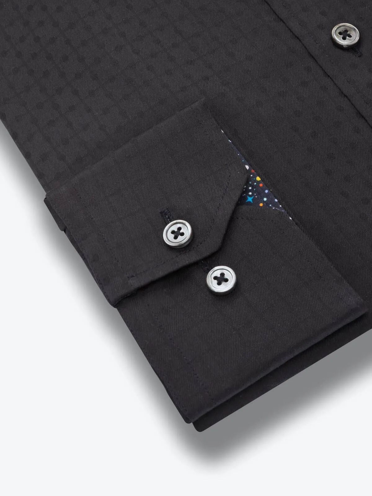 Bugatchi Classic Fit Long Sleeve in Black Tonal Solid Cotton