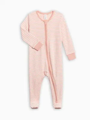 Colored Organics – Baby Peyton Zipper Sleeper in Blush Stripe