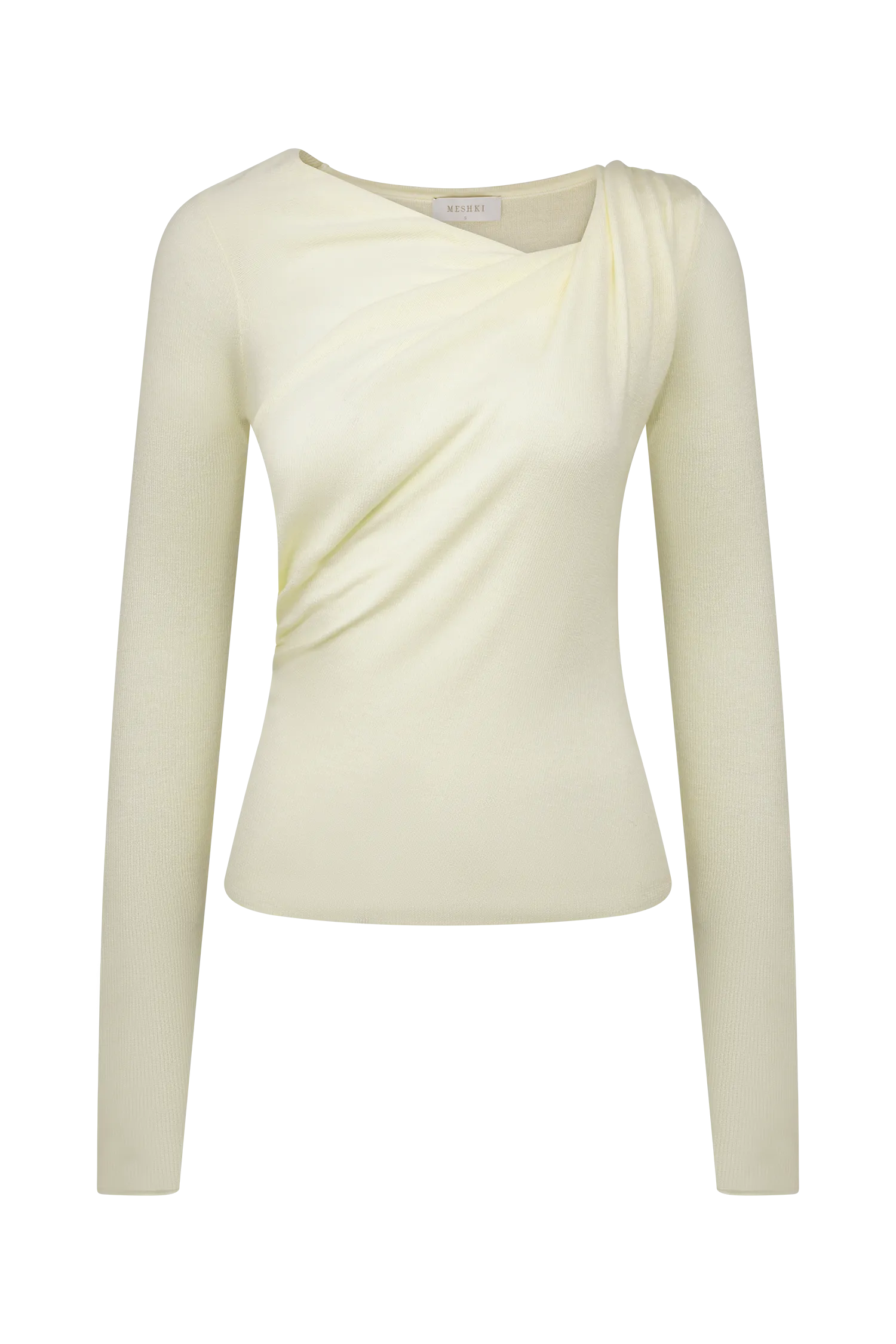 Culver Draped Twist Knit Top - Cream