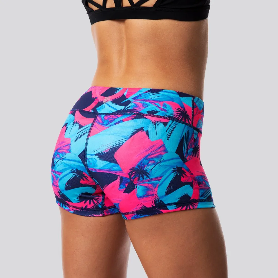 Double Take Booty Short 2.5 (Pink Palm)