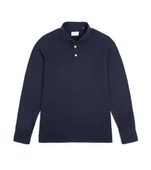 Finamore Cotton Cashmere Orlando Polo Shirt: Navy