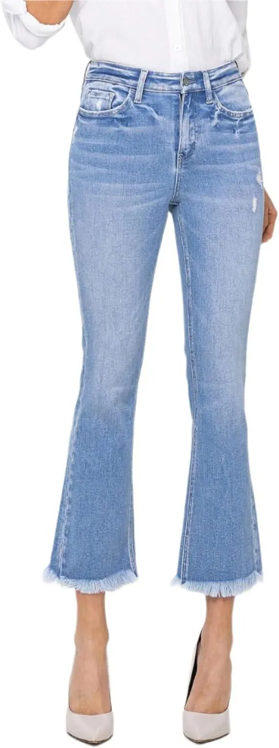 Flying Monkey - High Rise Raw Hem Kick Flare Jeans - F5088