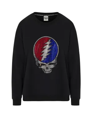Grateful Dead Rhinestone Stealie Relaxed Sweatshirt - Black
