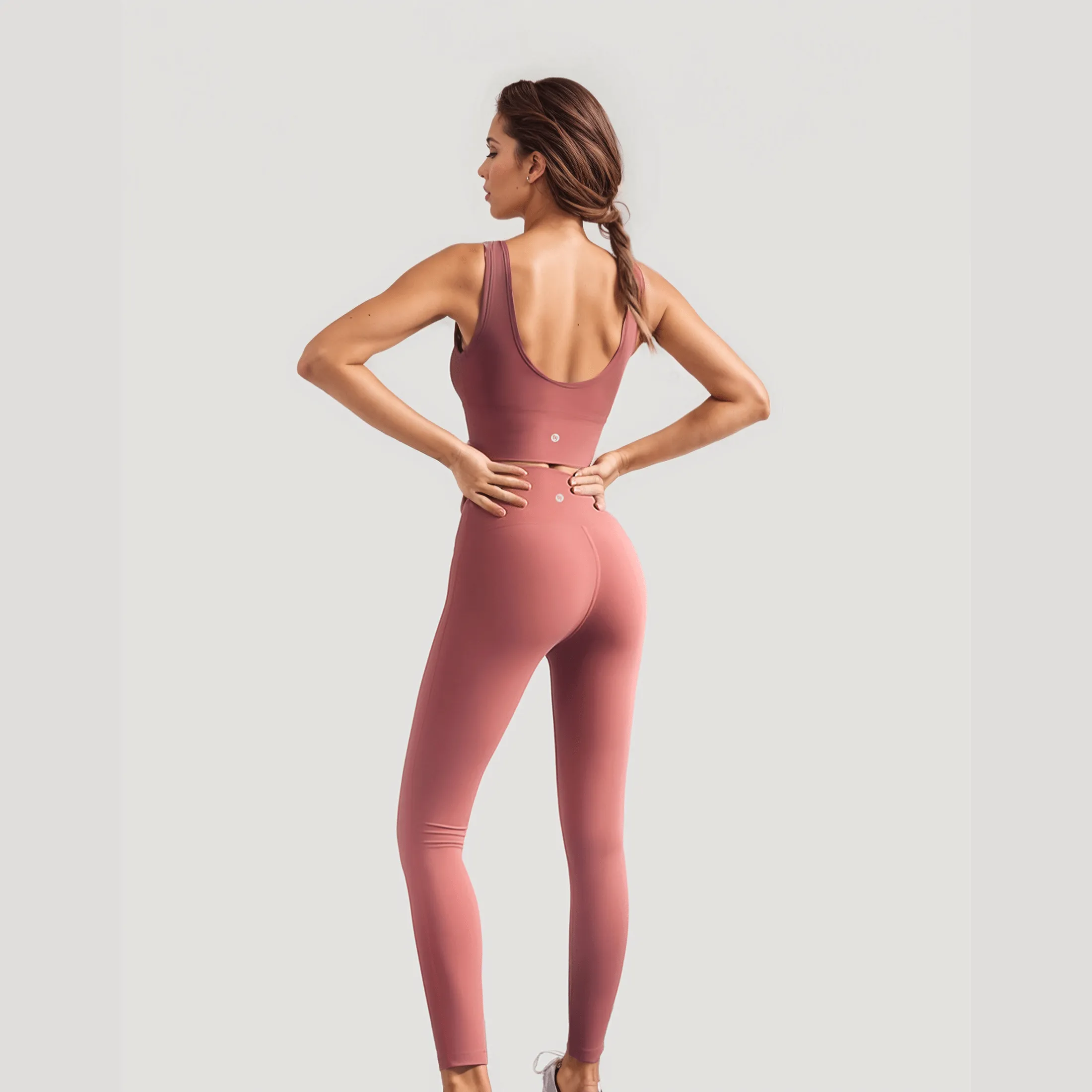 High-Rise Stretch Leggings - Shade Of Orange