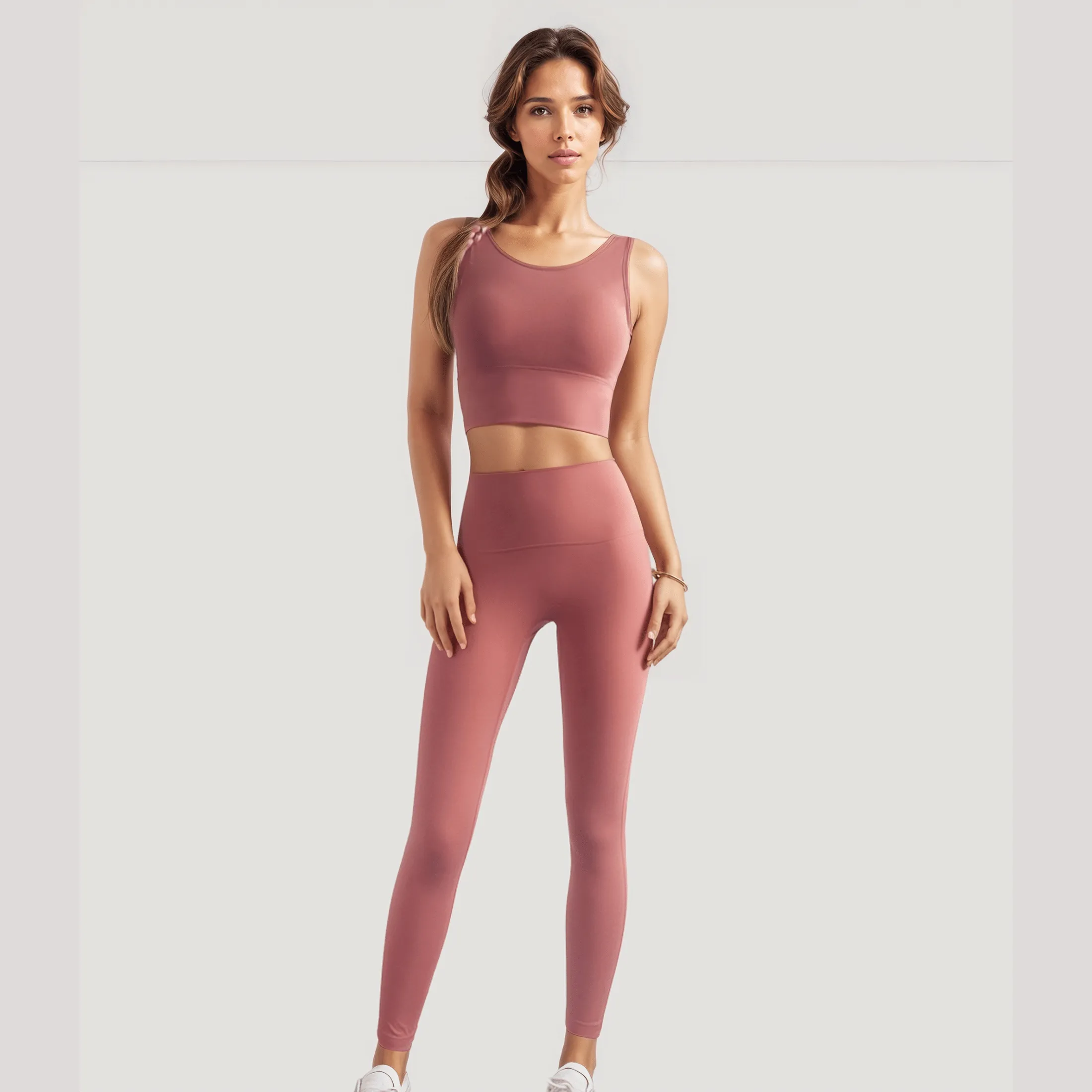 High-Rise Stretch Leggings - Shade Of Orange