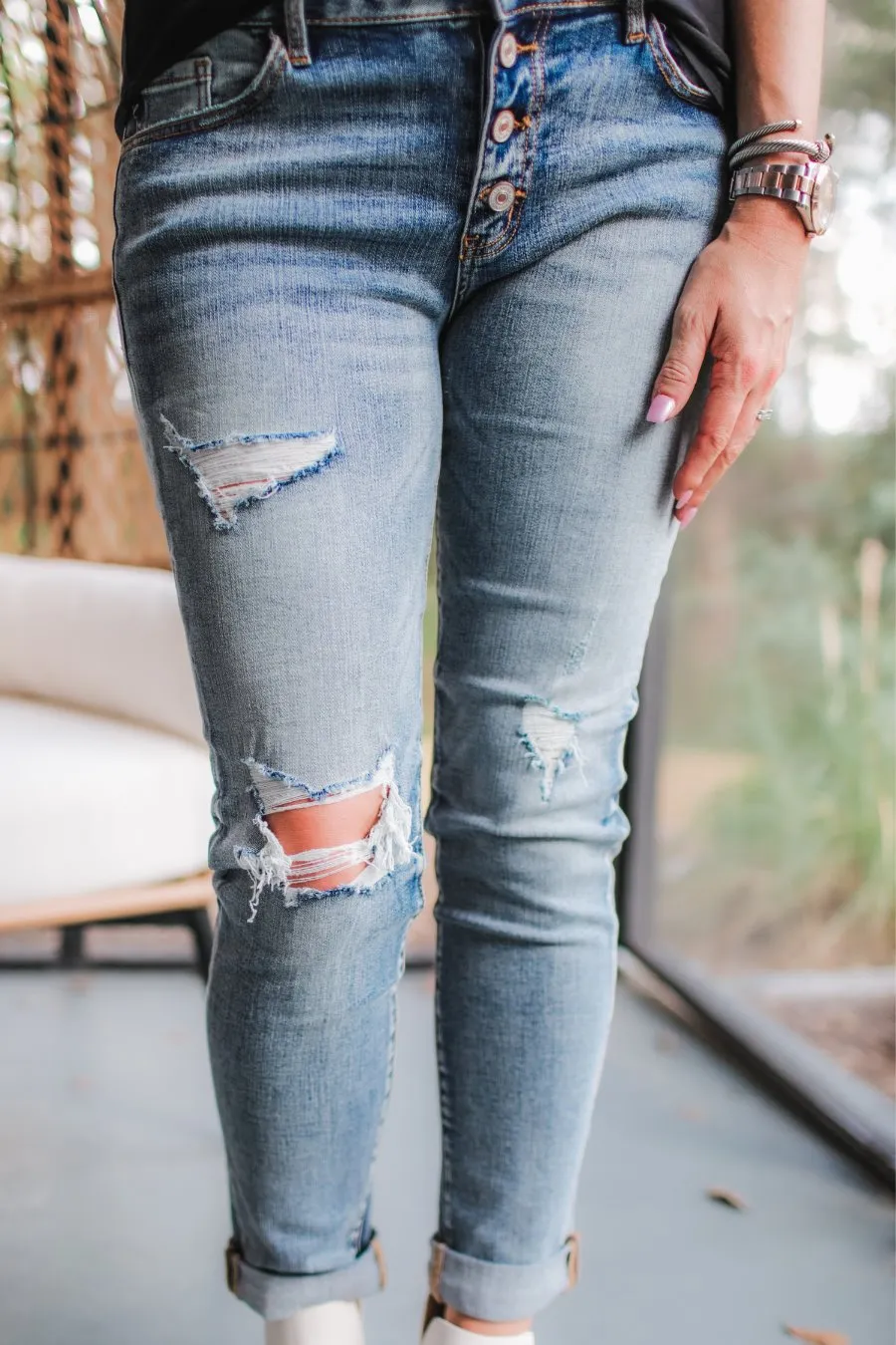 Jackson Distressed Girlfriend Jeans