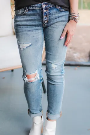 Jackson Distressed Girlfriend Jeans