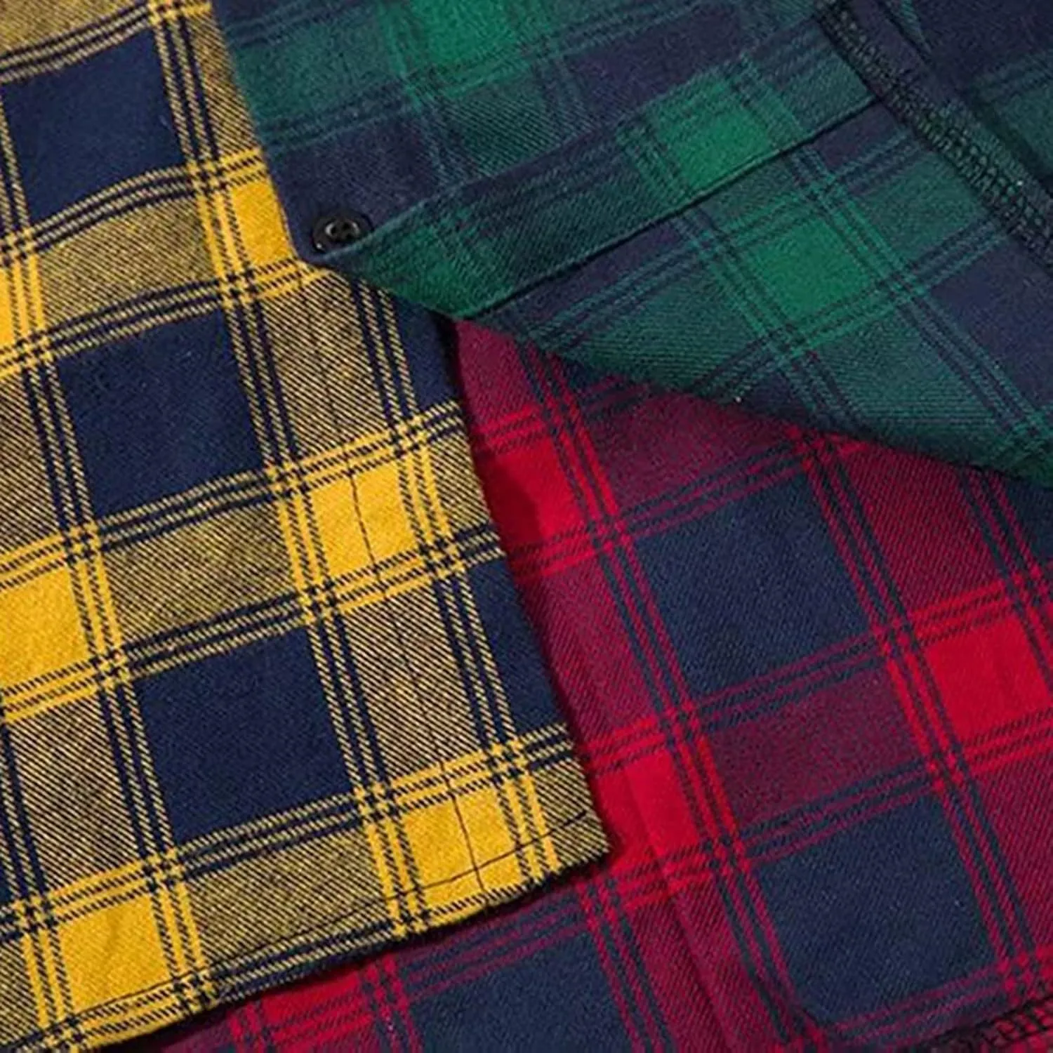 LifeHe Men's Women Plaid Flannel Shirts Colour Block Long Sleeve Button Up Shirt Jackets Oversized