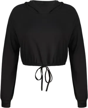 LovelyWholesale Womens Cropped Hoodie Workout Long Sleeve Shirts Running Crop Tops