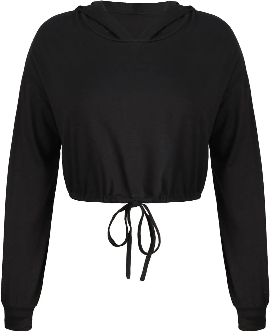 LovelyWholesale Womens Cropped Hoodie Workout Long Sleeve Shirts Running Crop Tops