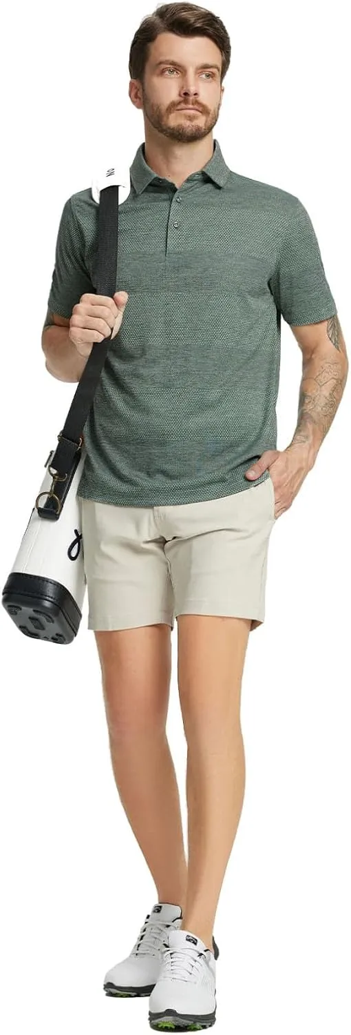 M MAELREG Golf Shirts for Men Heather Jacquard Performance Lightweight Moisture Wicking Active Casual Mens Polo Shirts