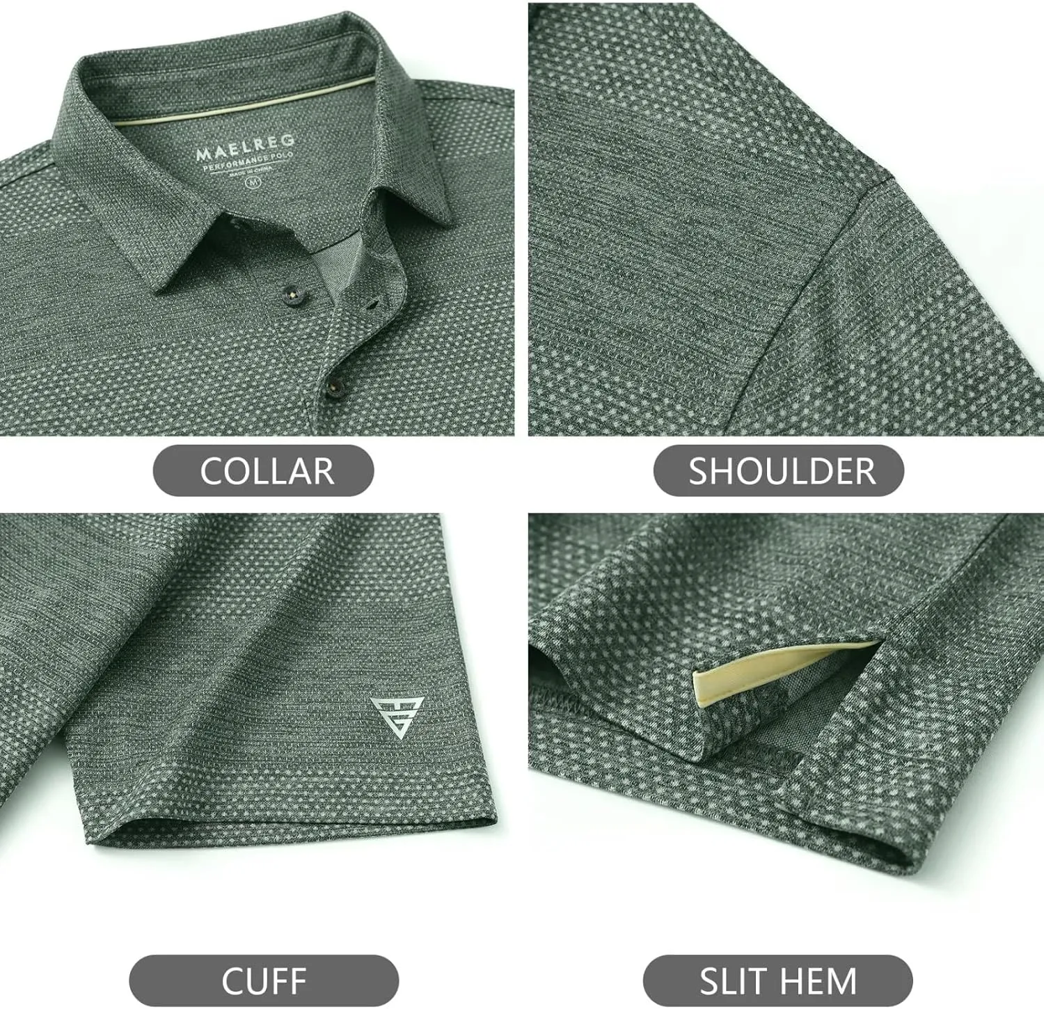 M MAELREG Golf Shirts for Men Heather Jacquard Performance Lightweight Moisture Wicking Active Casual Mens Polo Shirts