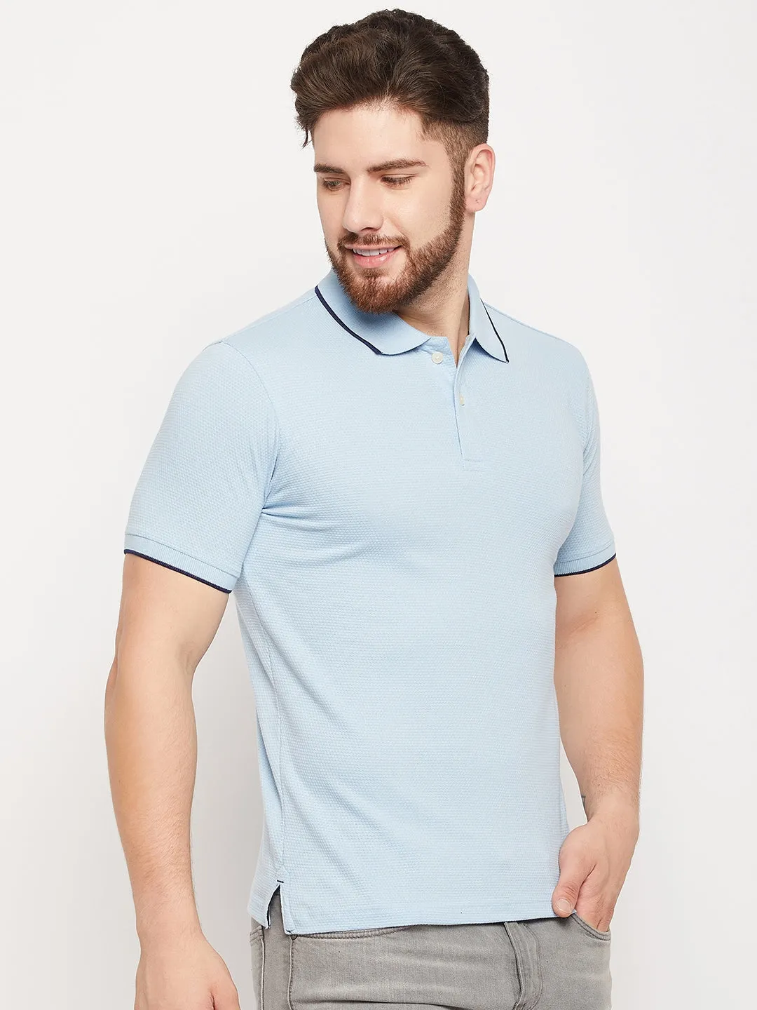 Men Sky Blue Polo T-Shirt
