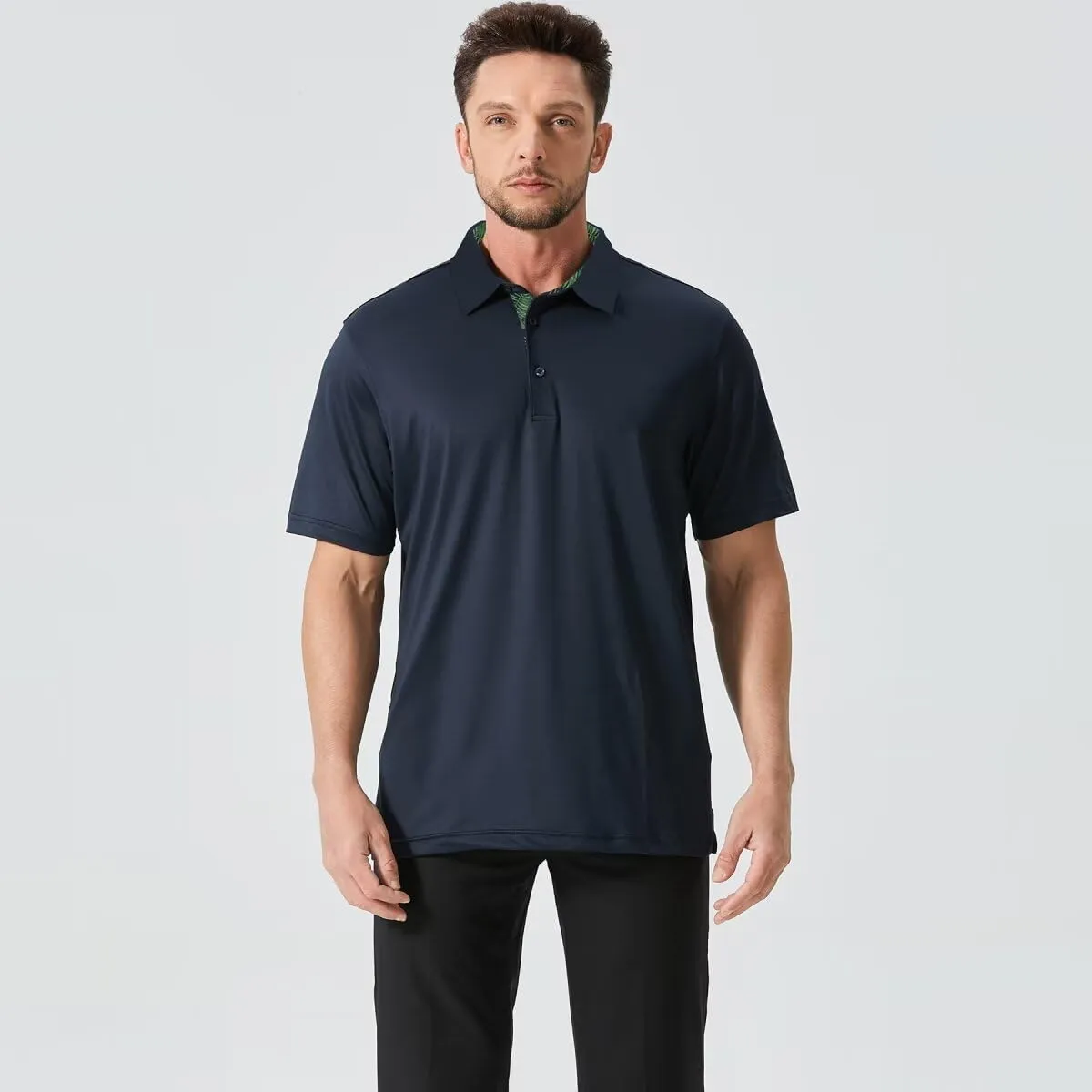 Mens Golf Shirts Dry Fit Short Sleeve Casual Performance Solid Collared Polo Shirts for Men