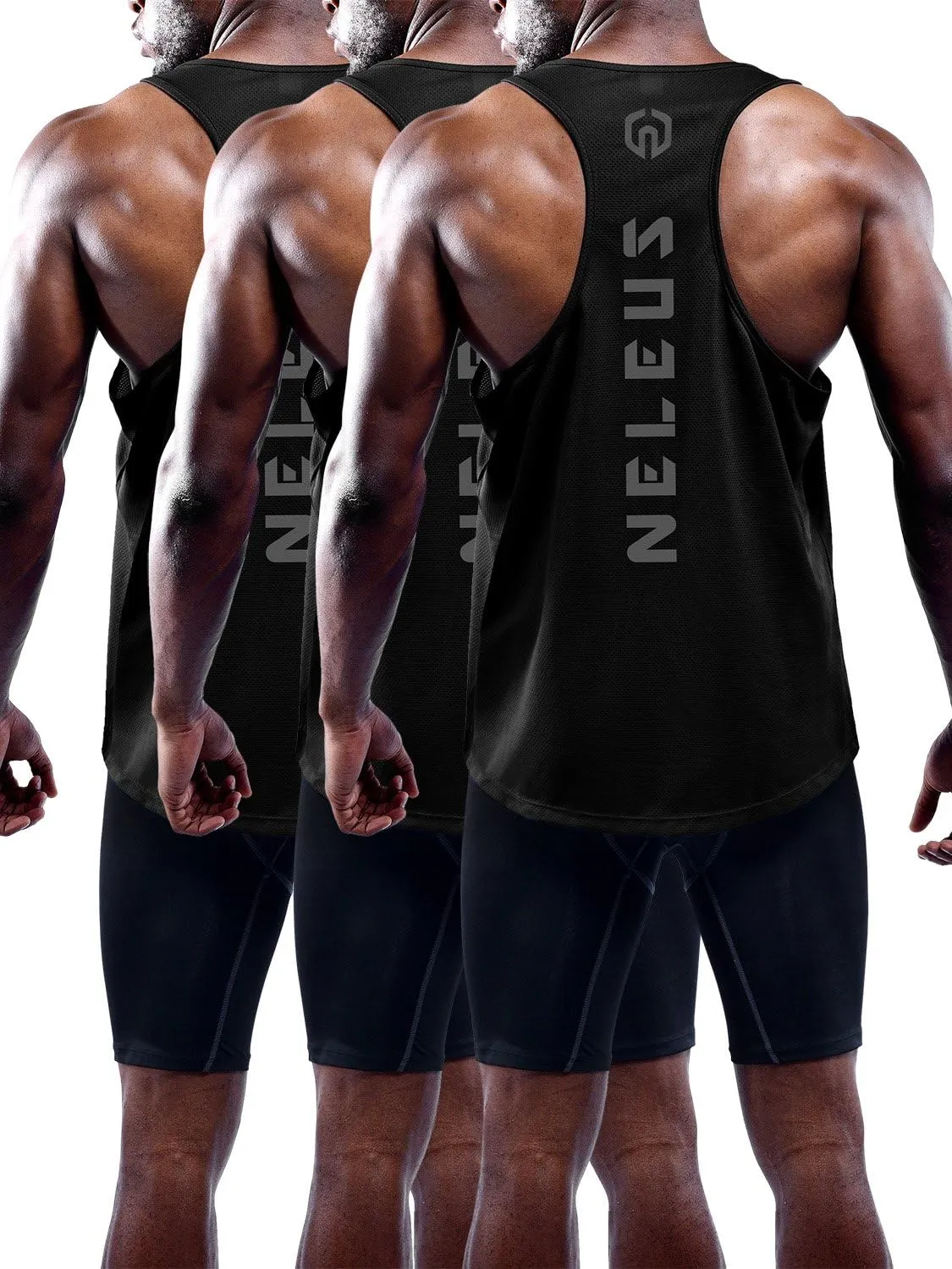 NELEUS Men's 3 Pack Dry Fit Y-Back Muscle Tank Top