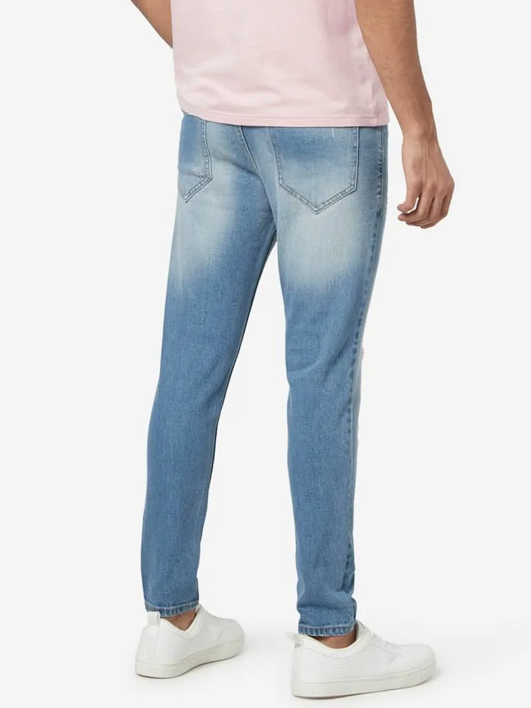 Nuon Blue Distressed Carrot Fit Rodeo Jeans