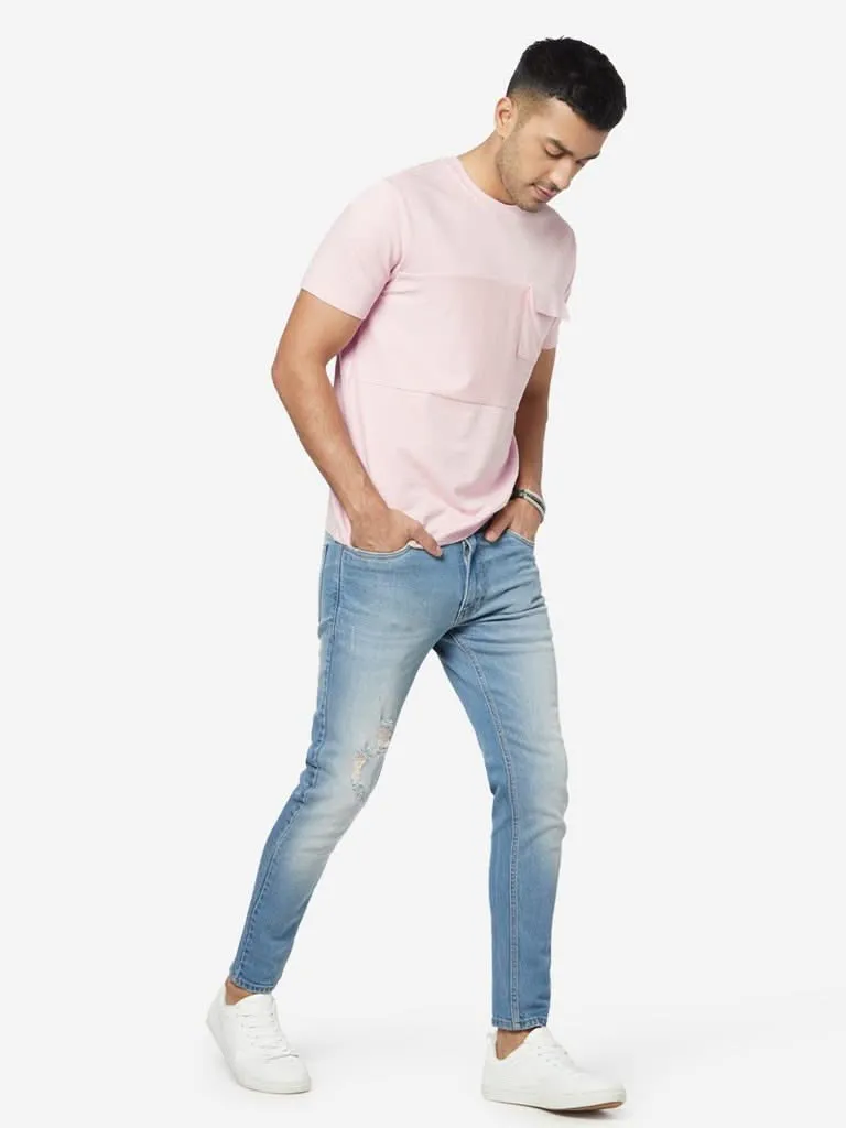 Nuon Blue Distressed Carrot Fit Rodeo Jeans