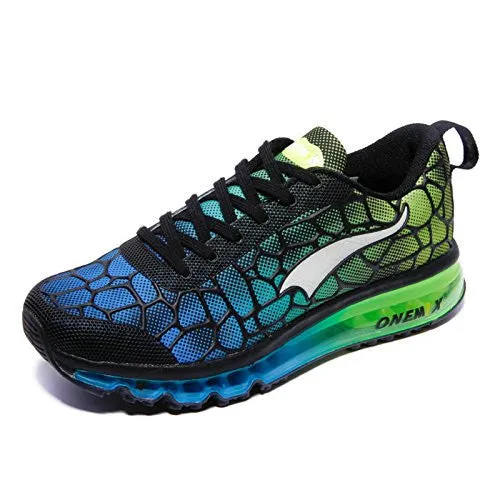 Onemix Men's Lightweight Air Cushion Sport Running Shoes Sky Blue Green Size 9.5