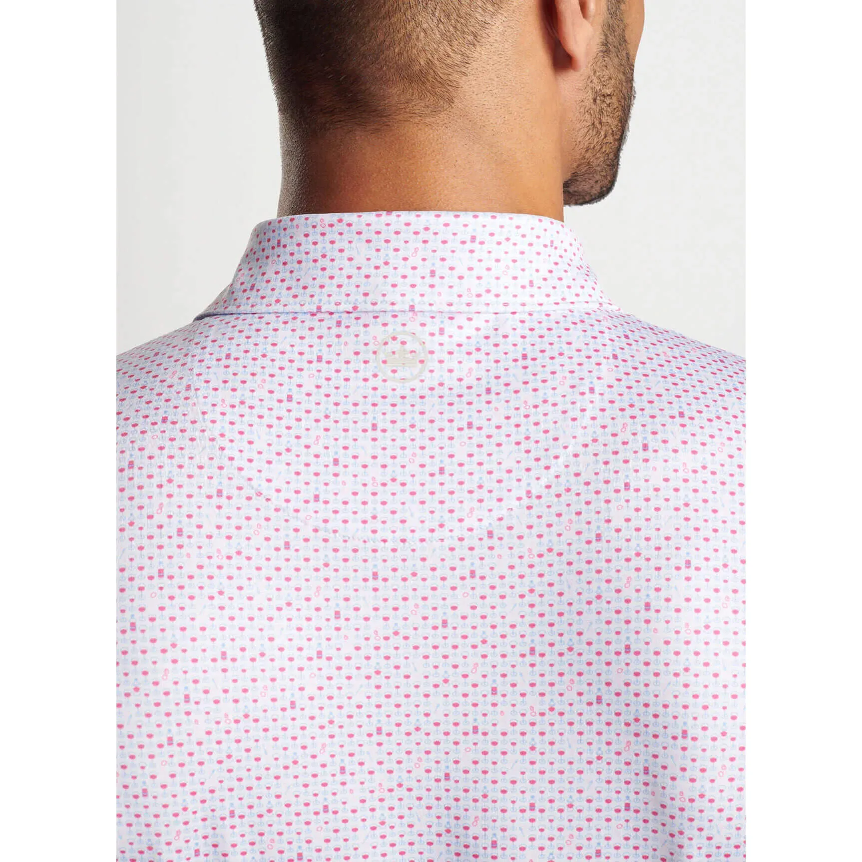 Peter Millar The Bees Knees Performance Jersey Polo Shirt - White/Hula Pink