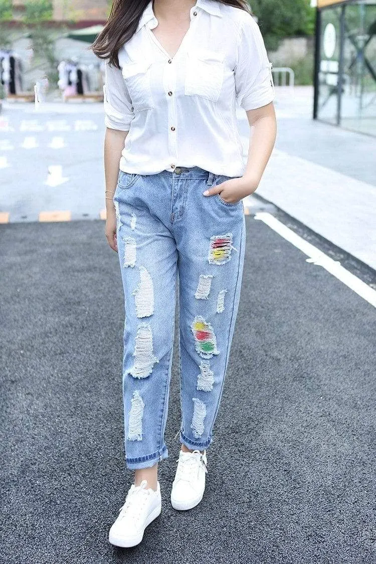 Rainbow Distressed Jeans