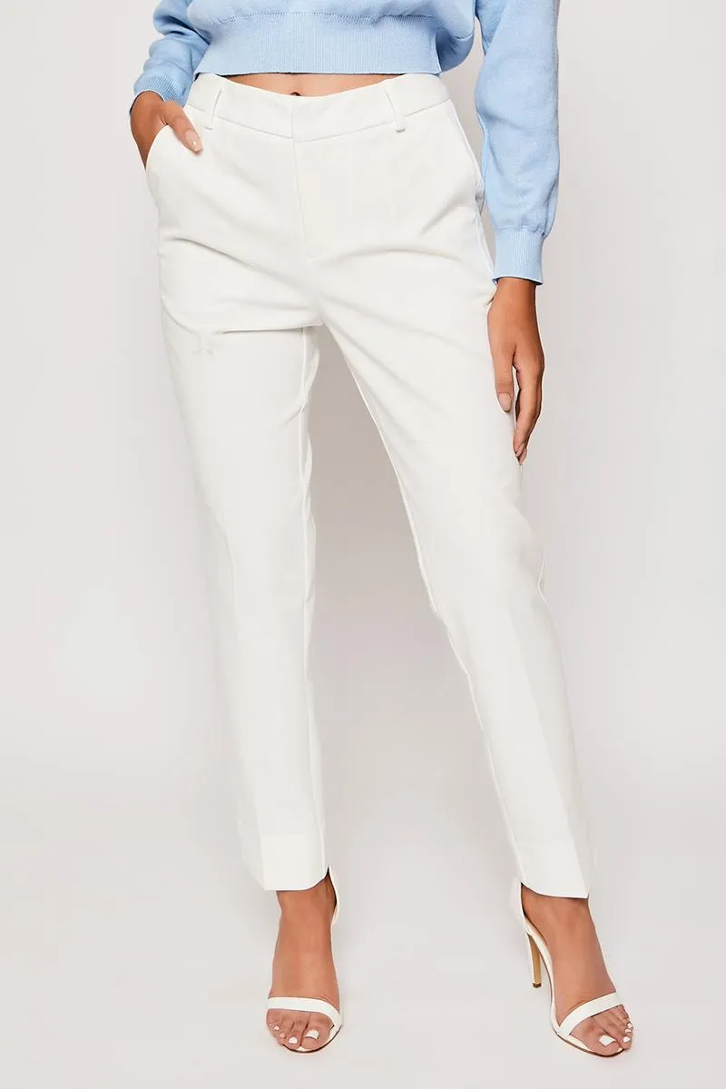 Rayna - White Tailored Tapered Trousers