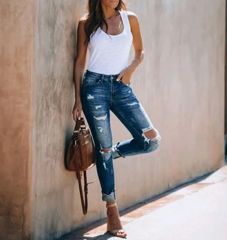 Retro High Waist Stretchable Jeans - GlamzLife