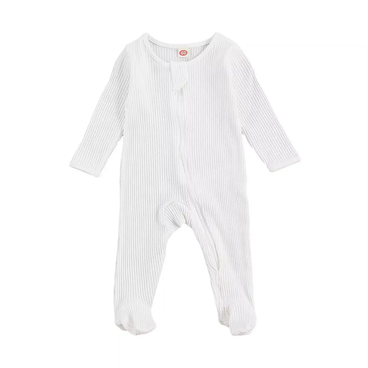 Solid Zipper Footed Baby Jumpsuit