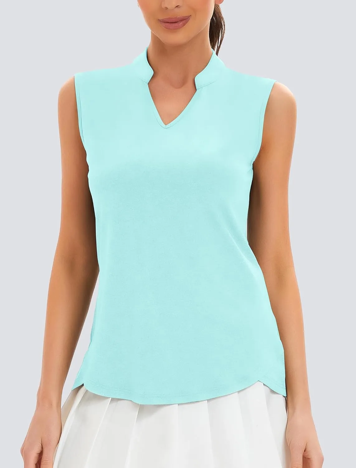 Womens Golf Shirt V Neck Sleeveless Polo Shirts Athletic Tennis Tank Tops Moisture Wicking Lightweight Sports Top