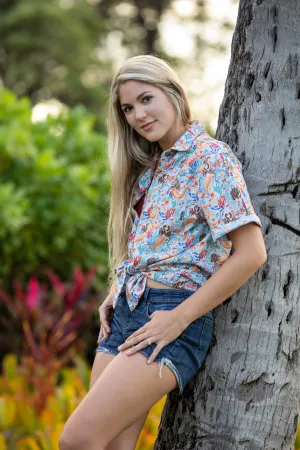 Women's Rancho shirt in Mermaid to Be Friends